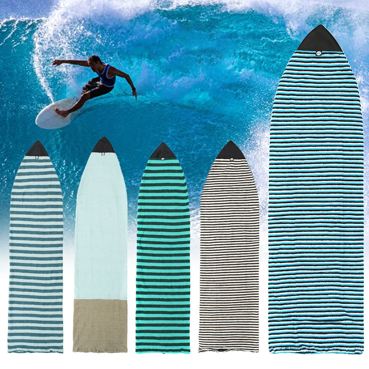 6 Inch Surfboard Sock Cover Surf Board Protective Bag Stretch Storage Case For Surfboard/Shortboard/Funboard