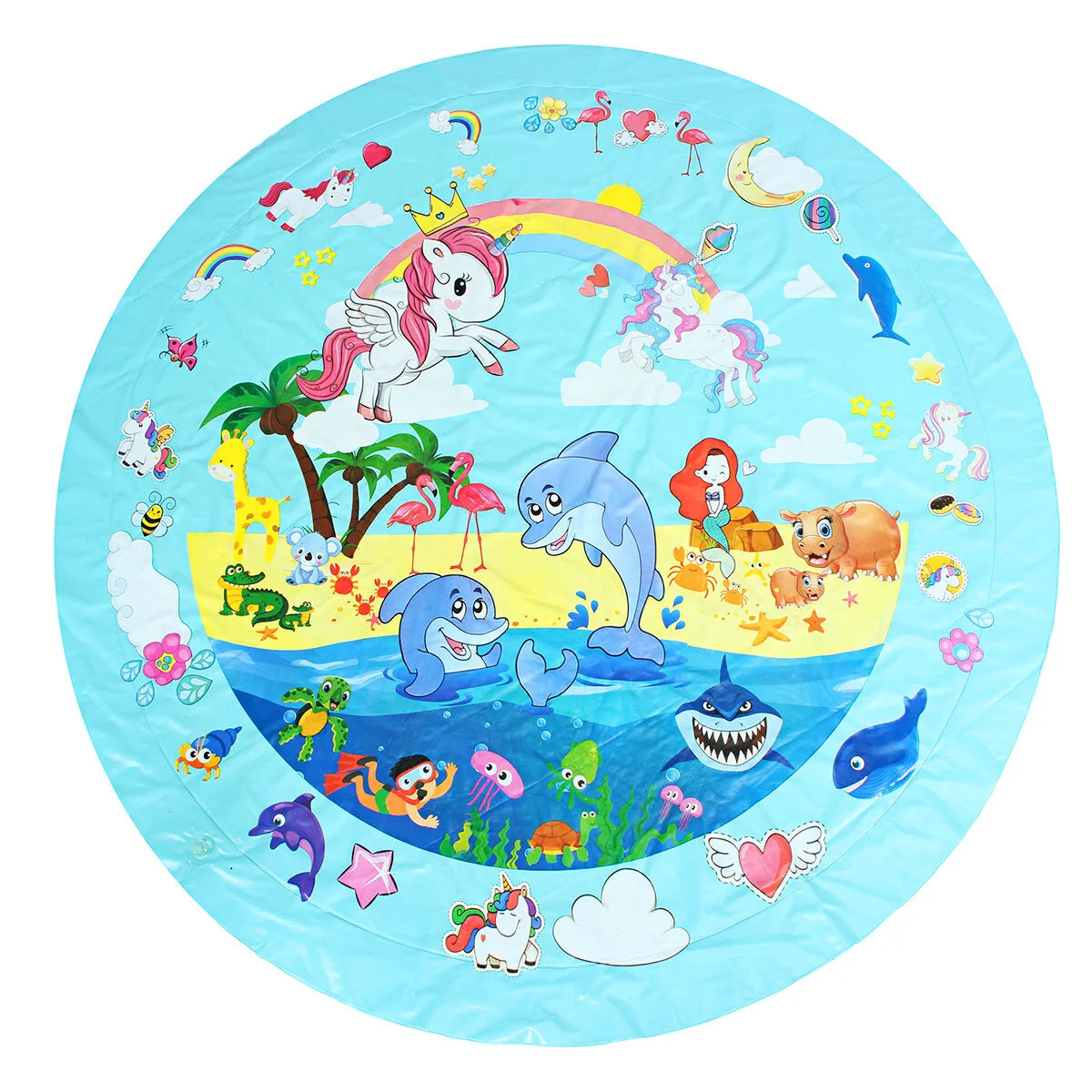 67inch Water Sprinkler Play Mat Summer Garden Sprinkler Pad Family Activities