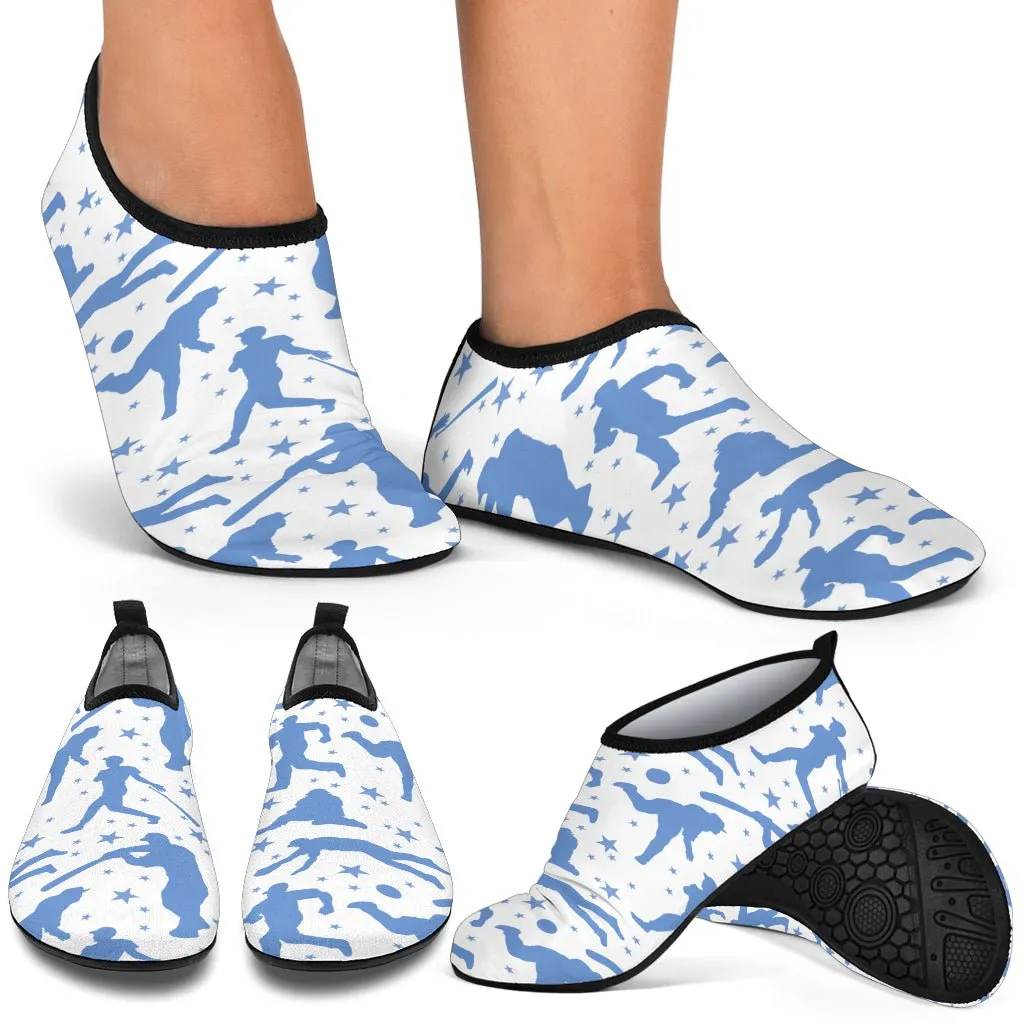 Blue Baseball Players Aqua Shoes
