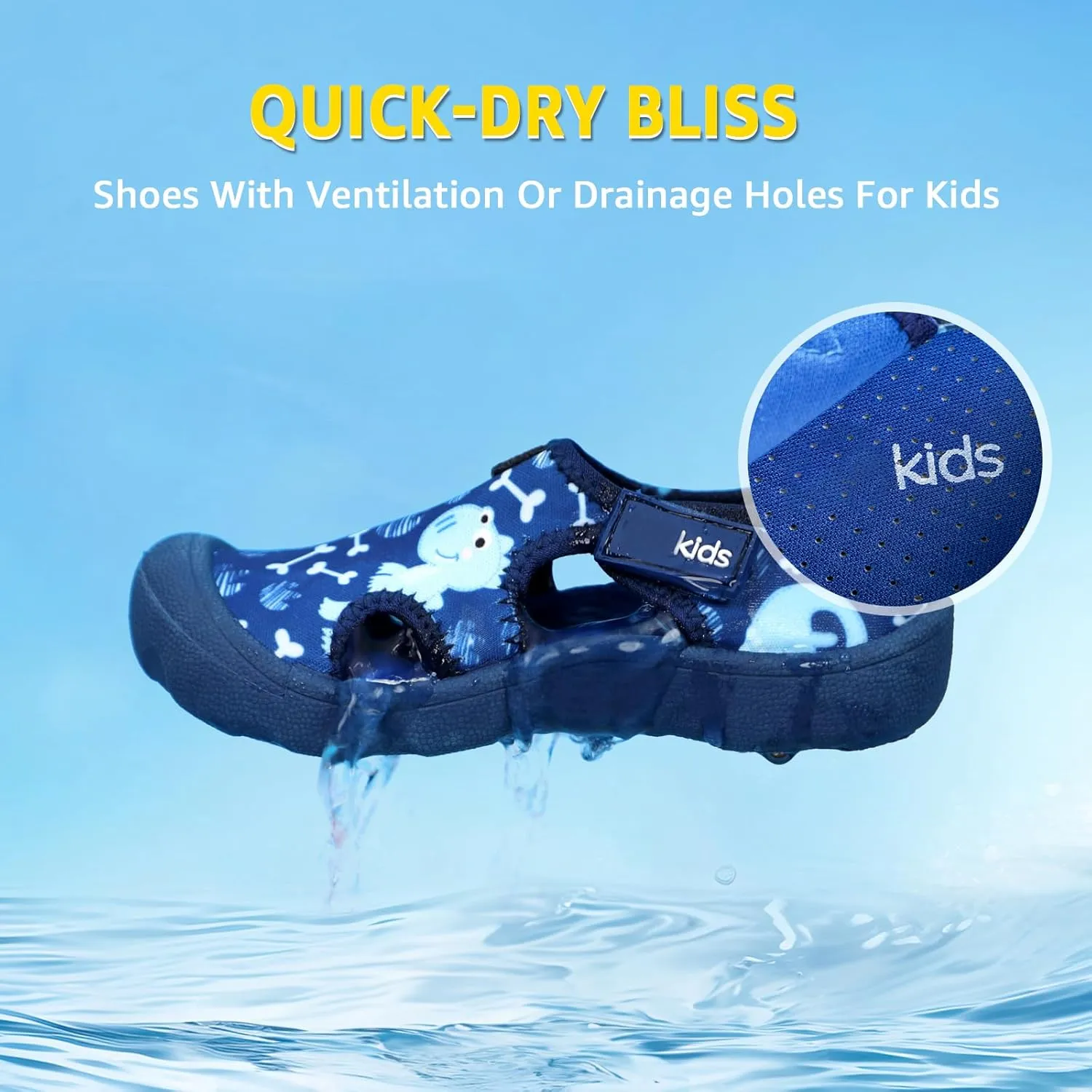 Boys Girls Water Shoes Quick-Dry Wide Toe Box Shoes Toddler Cute Beach Swim Pool Shoes(Toddler/Little Kid)