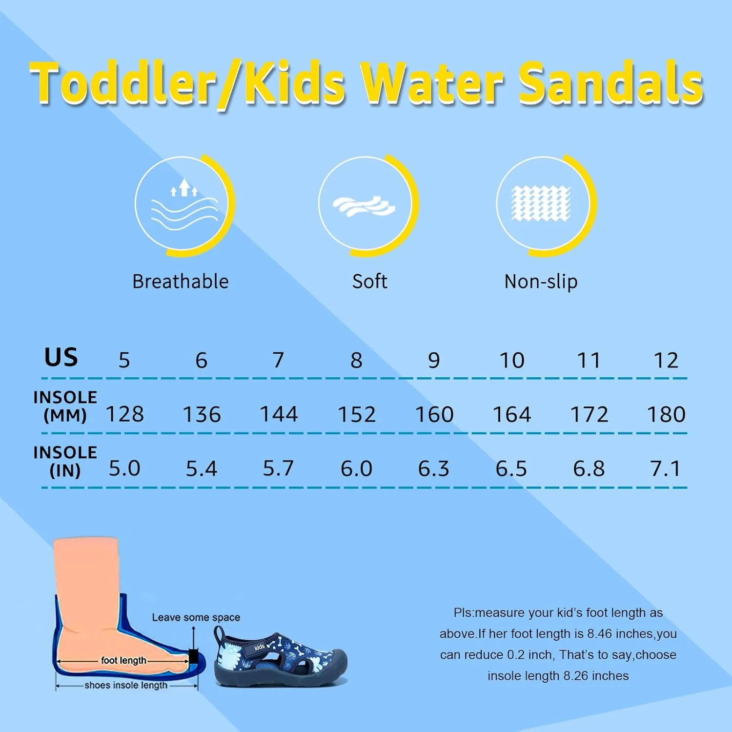 Boys Girls Water Shoes Quick-Dry Wide Toe Box Shoes Toddler Cute Beach Swim Pool Shoes(Toddler/Little Kid)