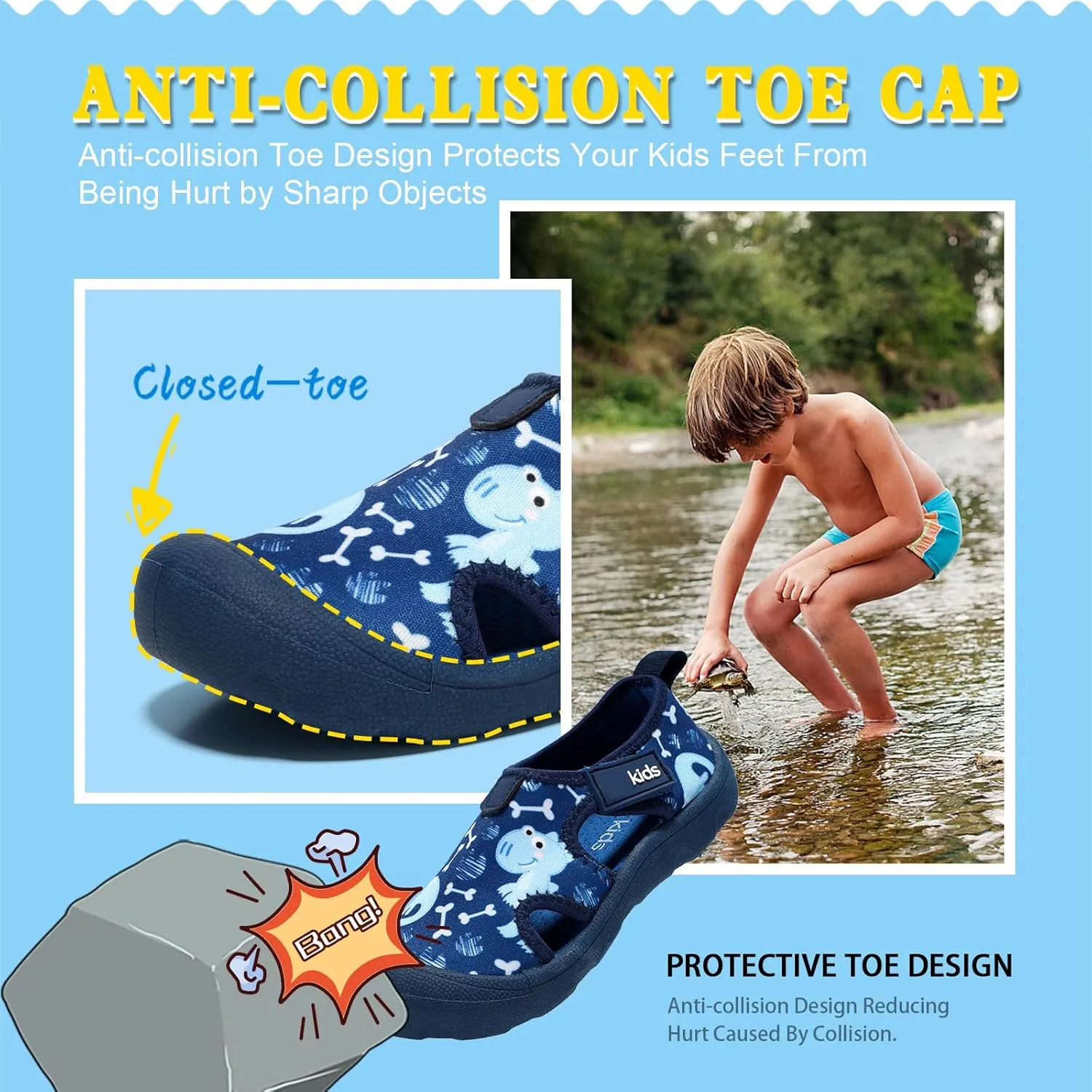 Boys Girls Water Shoes Quick-Dry Wide Toe Box Shoes Toddler Cute Beach Swim Pool Shoes(Toddler/Little Kid)