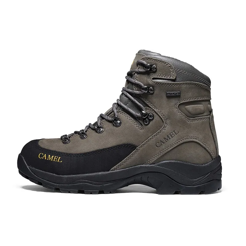 CAMEL Men Hiking Shoes Anti slip Genuine Leather Damping Tactical Warm