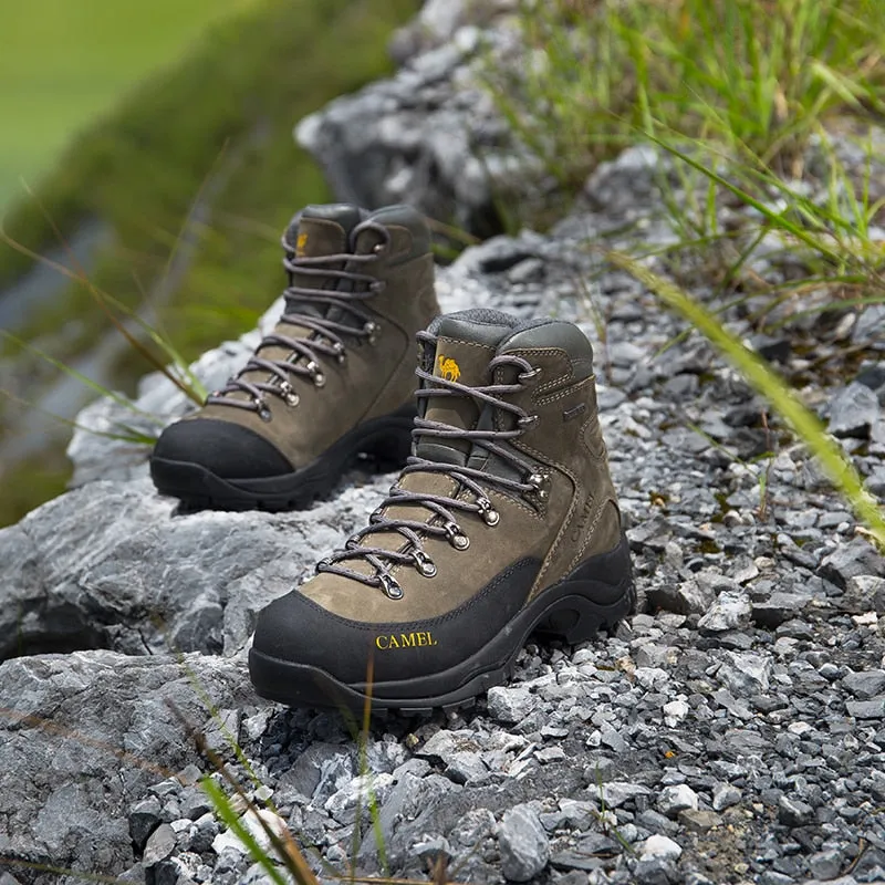 CAMEL Men Hiking Shoes Anti slip Genuine Leather Damping Tactical Warm