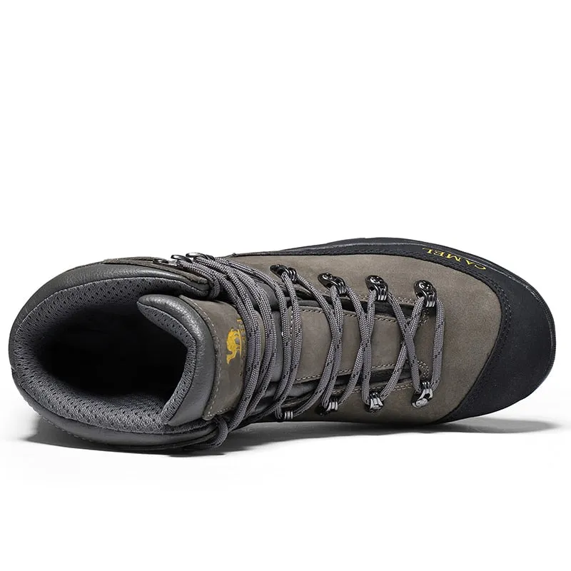 CAMEL Men Hiking Shoes Anti slip Genuine Leather Damping Tactical Warm