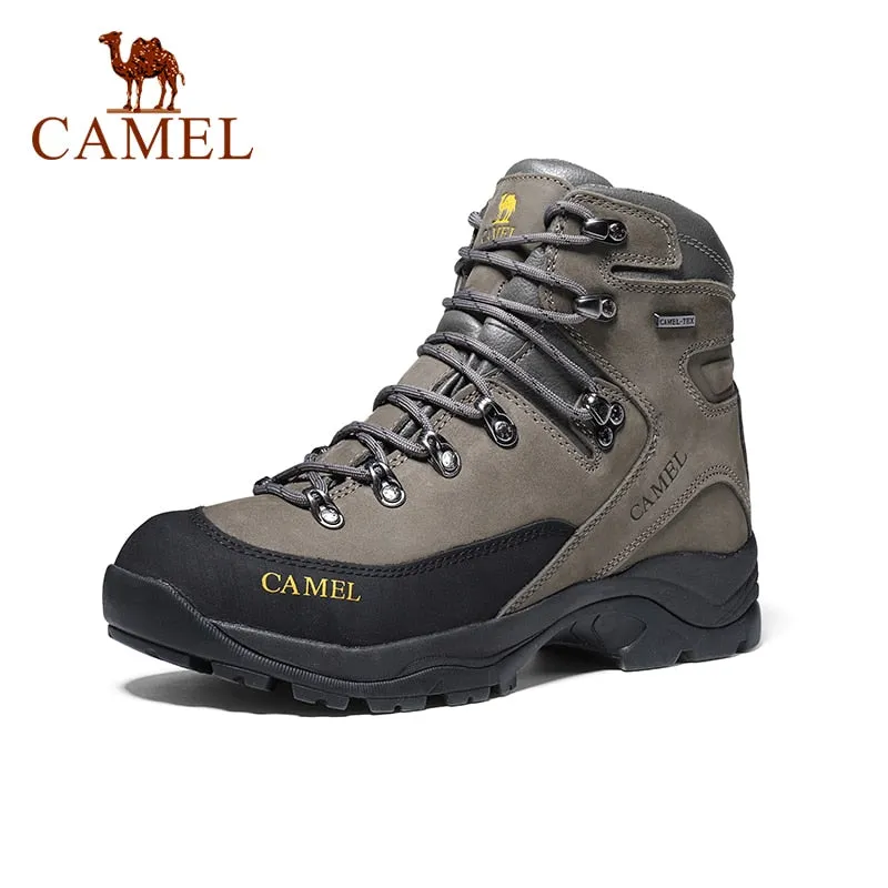 CAMEL Men Hiking Shoes Anti slip Genuine Leather Damping Tactical Warm