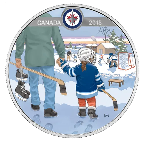 Canada Silver 2018 $10 Learning to Play Winnipeg Jets Matte PF .51oz, .9999