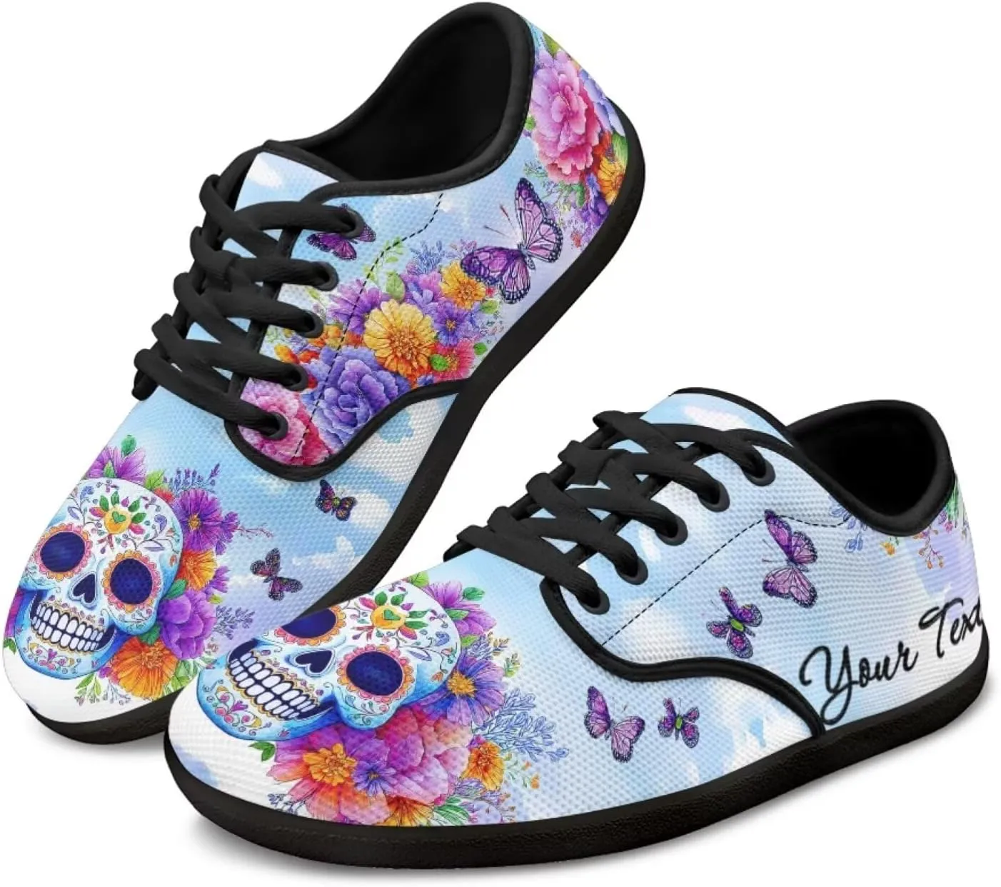 Customized Skull Walking Barefoot Shoes Slip On Business Flats Work Loafers Sneakers for Women Men