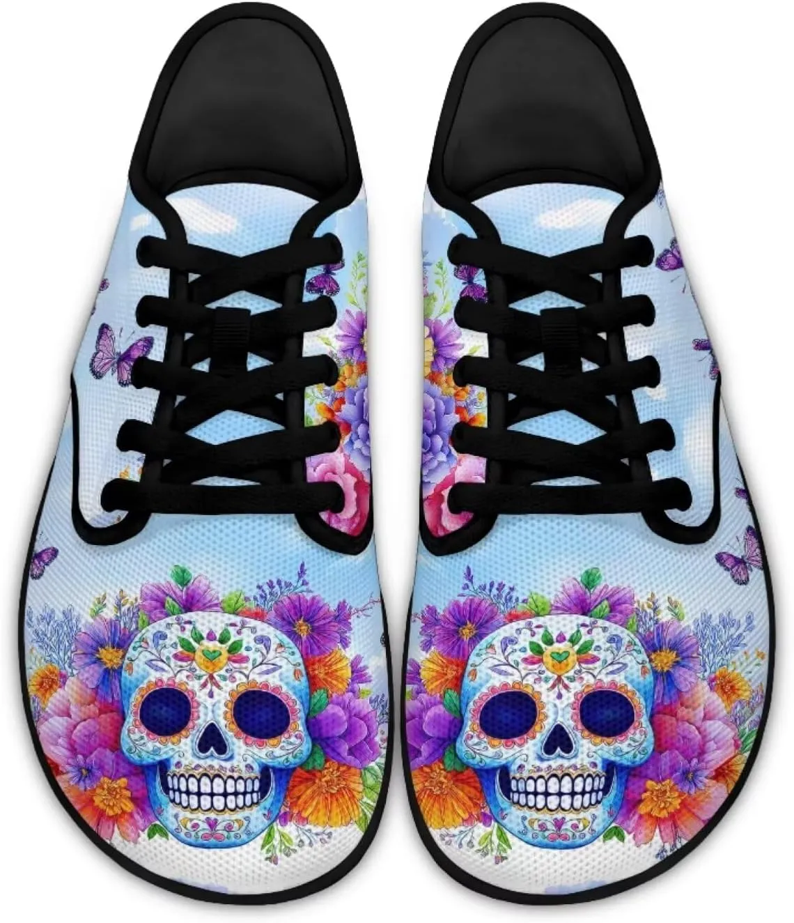 Customized Skull Walking Barefoot Shoes Slip On Business Flats Work Loafers Sneakers for Women Men