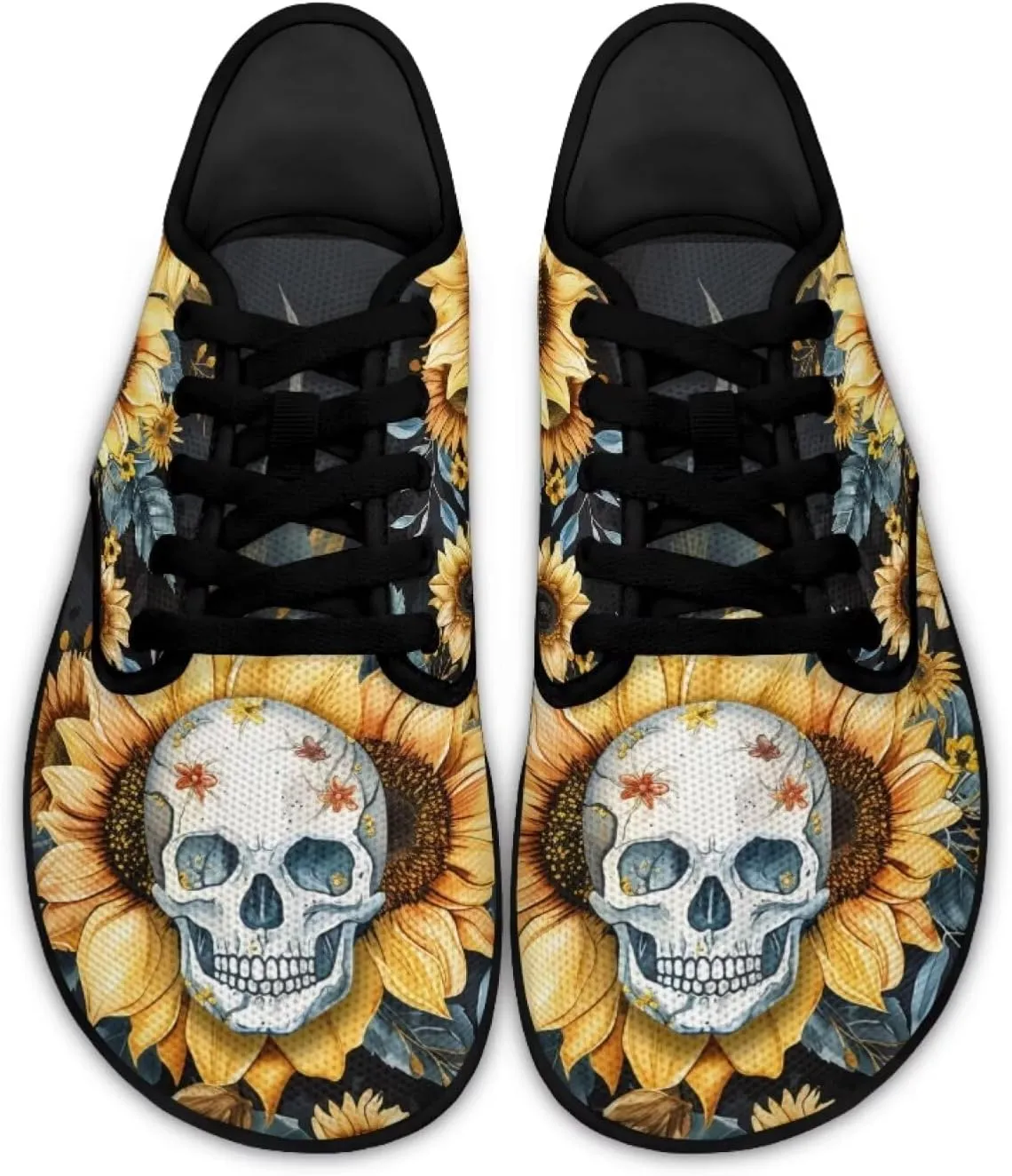 Customized Skull Walking Barefoot Shoes Slip On Business Flats Work Loafers Sneakers for Women Men