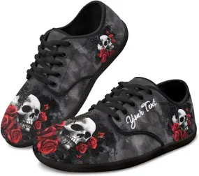 Customized Skull Walking Barefoot Shoes Slip On Business Flats Work Loafers Sneakers for Women Men
