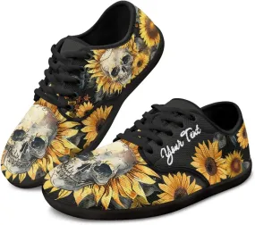 Customized Skull Walking Barefoot Shoes Slip On Business Flats Work Loafers Sneakers for Women Men