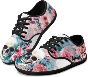 Customized Skull Walking Barefoot Shoes Slip On Business Flats Work Loafers Sneakers for Women Men