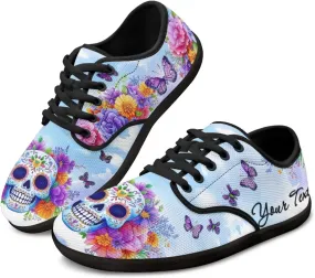 Customized Skull Walking Barefoot Shoes Slip On Business Flats Work Loafers Sneakers for Women Men