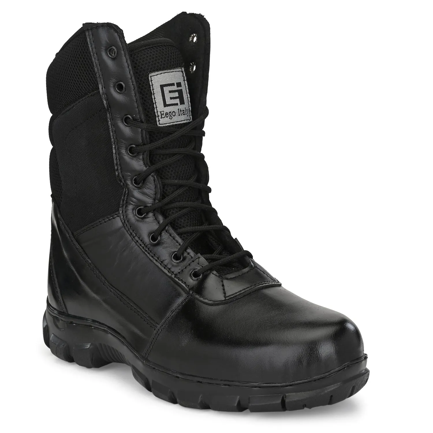 Eego Italy Genuine Leather Army Combat All Weather Hikking & Bikking Boots ARM-4-BLACK (Sale@649)