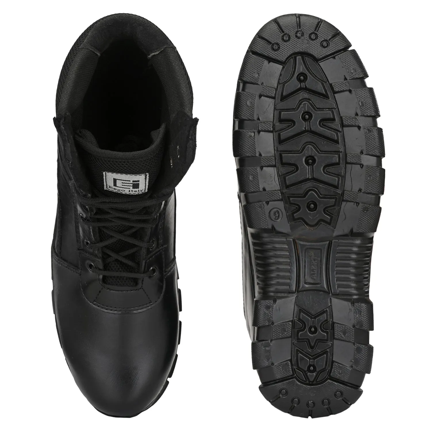 Eego Italy Genuine Leather Army Combat All Weather Hikking & Bikking Boots ARM-4-BLACK (Sale@649)