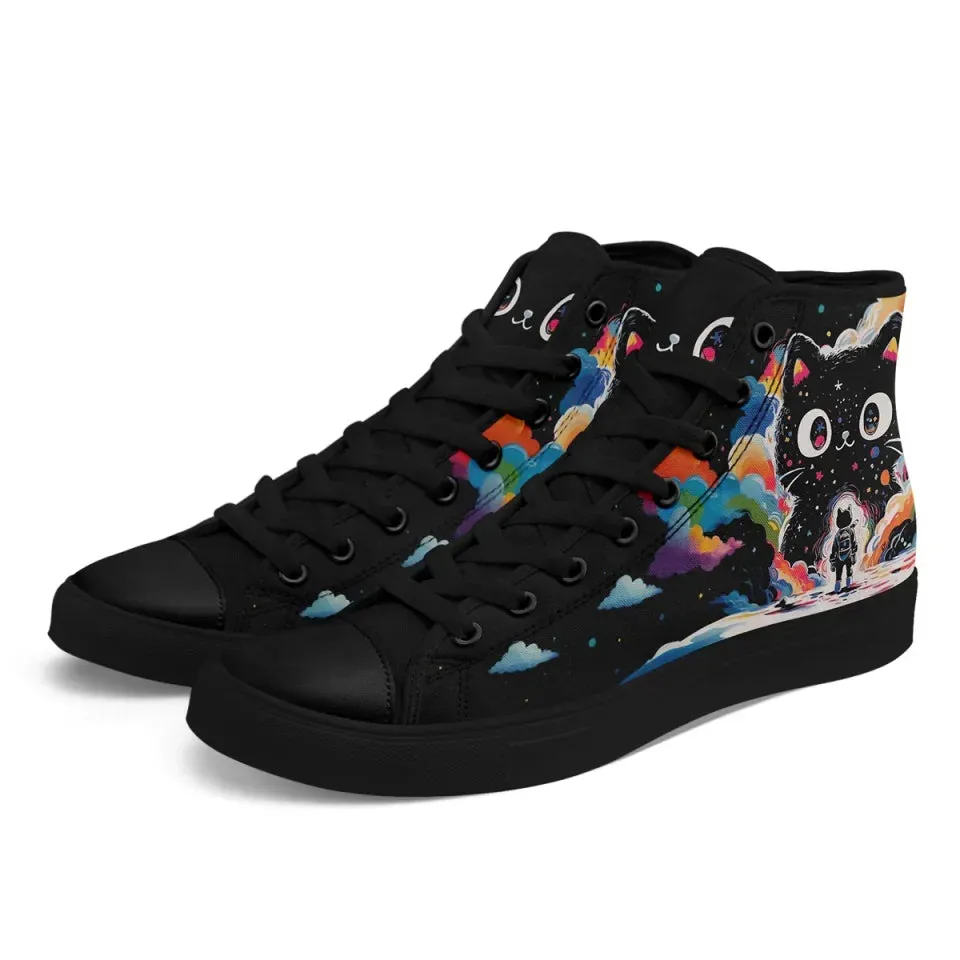 Gift Ideas,Personalized Pet Cat Sneakers, Custom Durable High Top Shoes, Comfortable Walking Shoes