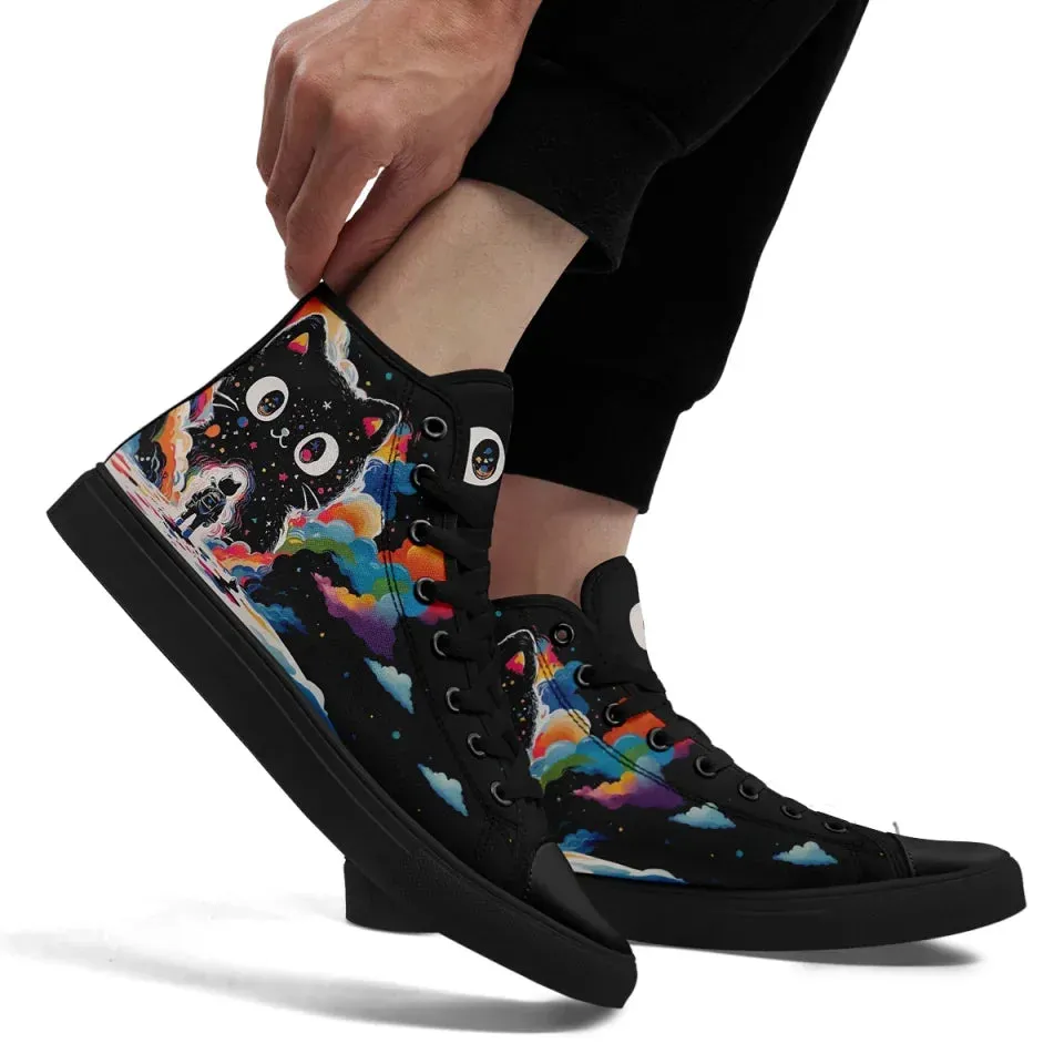 Gift Ideas,Personalized Pet Cat Sneakers, Custom Durable High Top Shoes, Comfortable Walking Shoes