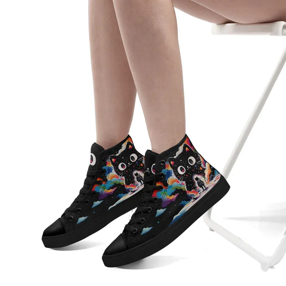Gift Ideas,Personalized Pet Cat Sneakers, Custom Durable High Top Shoes, Comfortable Walking Shoes