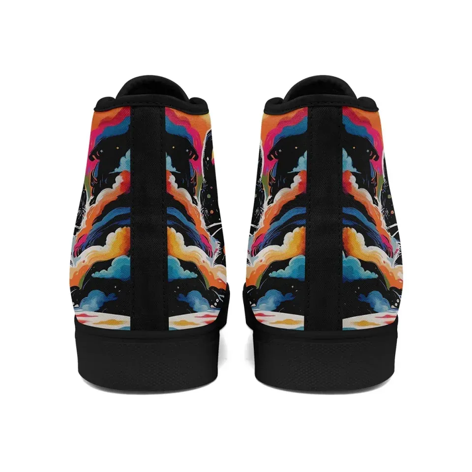 Gift Ideas,Personalized Pet Cat Sneakers, Custom Durable High Top Shoes, Comfortable Walking Shoes