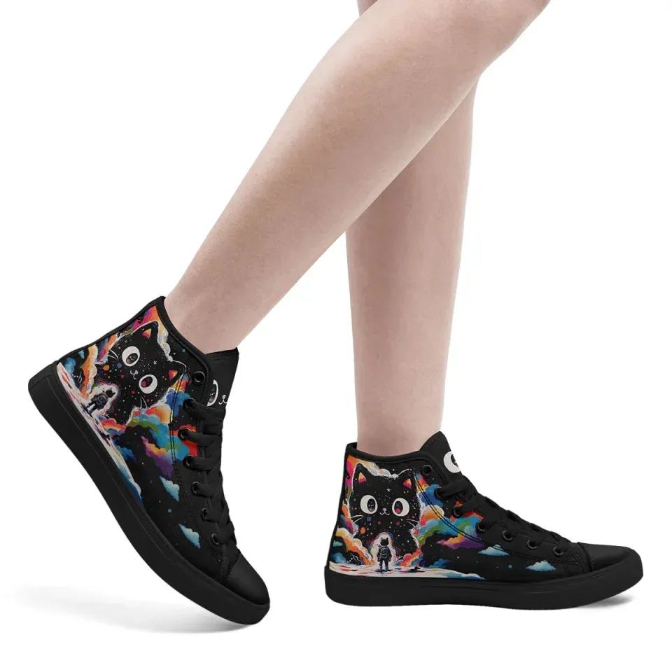 Gift Ideas,Personalized Pet Cat Sneakers, Custom Durable High Top Shoes, Comfortable Walking Shoes