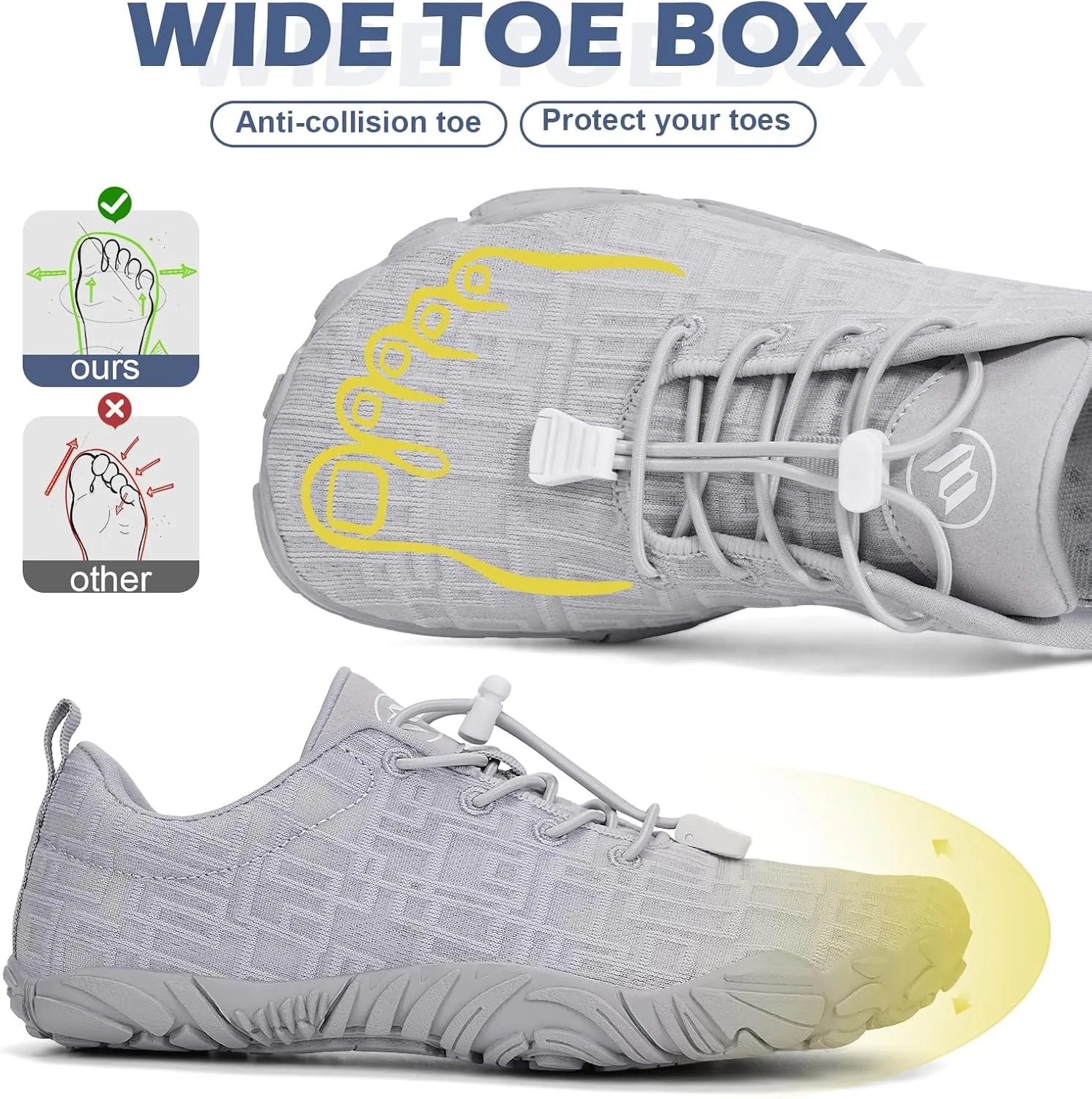Hike Barefoot Shoes Women Men with Wide Toe Box Footwear Healthy Non-Slip Hike Beach Pool Aqua Swim Surf Hiking Running Athletic Water Shoe