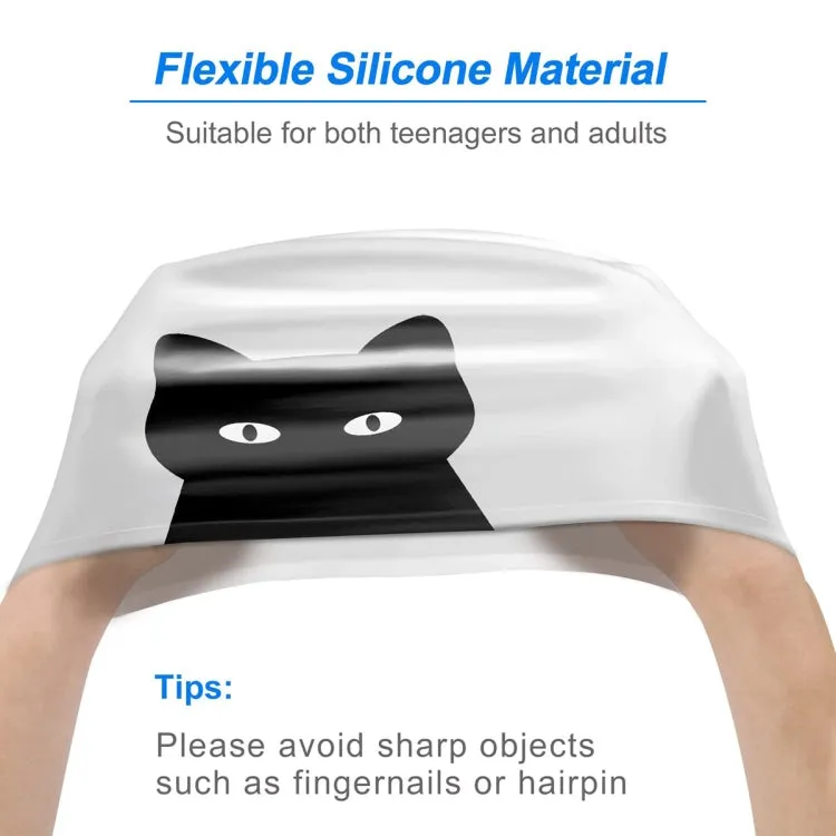 Hy08 Cute Cartoon Print Silicone Swimming Cap, Spec: Little Squirrel
