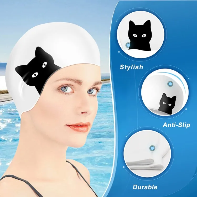 Hy08 Cute Cartoon Print Silicone Swimming Cap, Spec: Little Squirrel