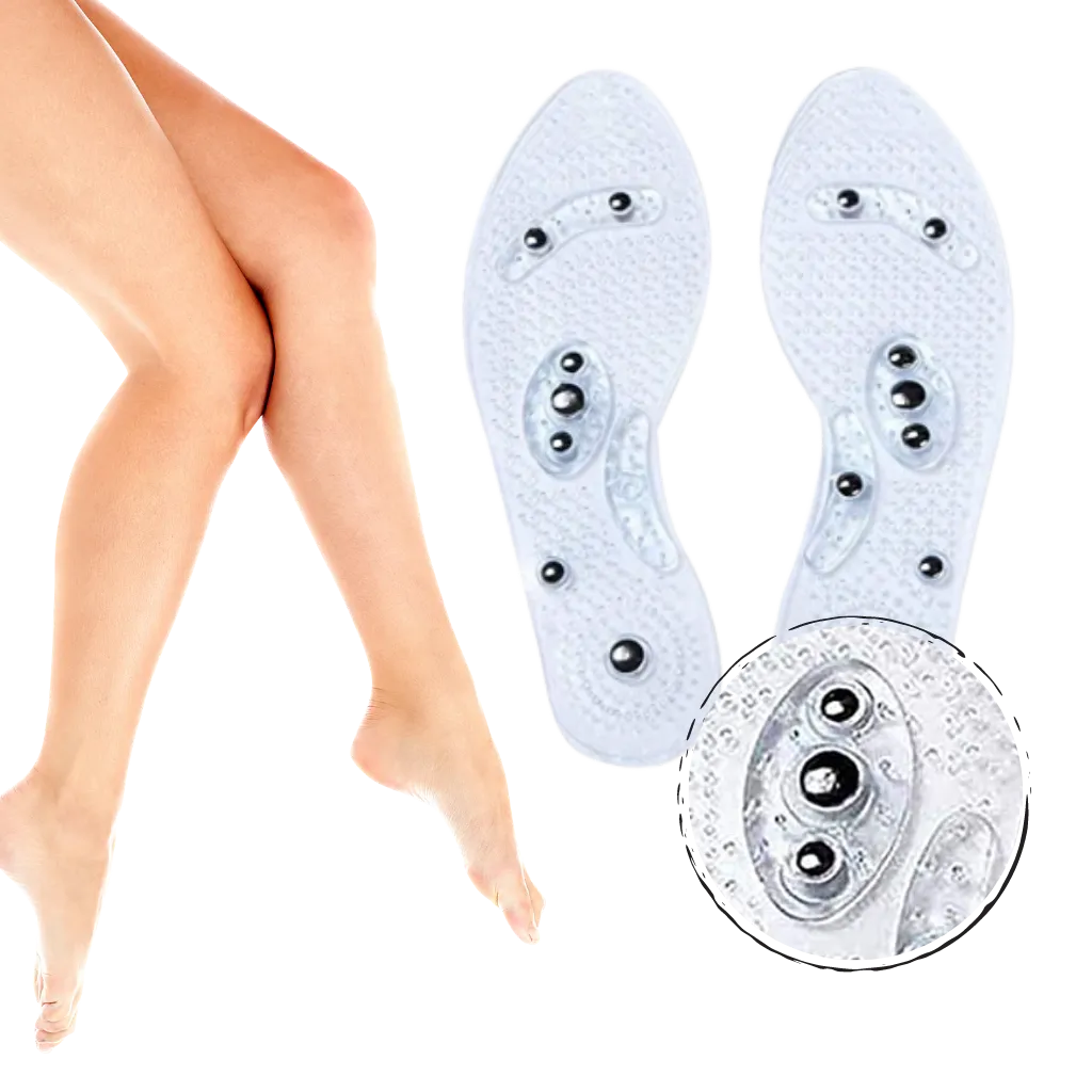 Magnetic acupressure foot insoles