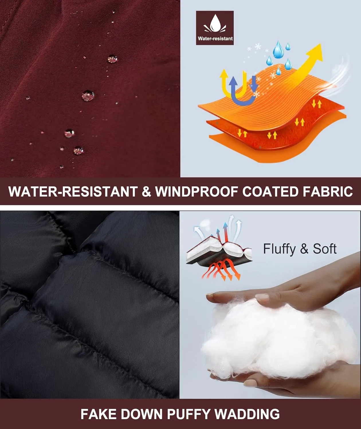 maoo garden Girls Winter Coats Heavyweight Waterproof Jacket Mid-Length Fur Hooded Parka