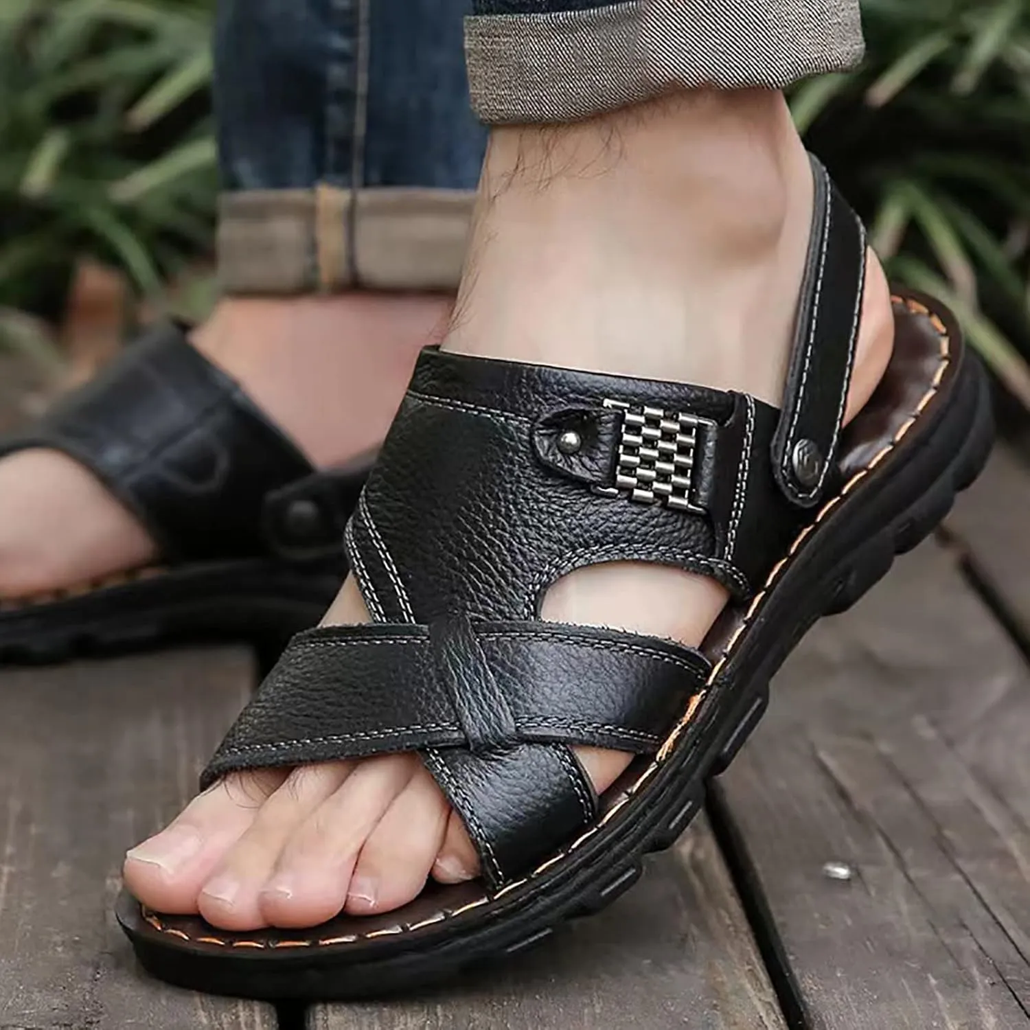 Mens Beach Sandals Sandal for Men Mens Sandals Open Toe Beach Breathable Lightweight Non Slip Sandal