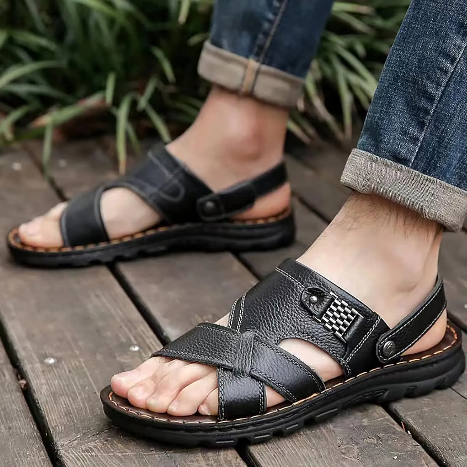 Mens Beach Sandals Sandal for Men Mens Sandals Open Toe Beach Breathable Lightweight Non Slip Sandal