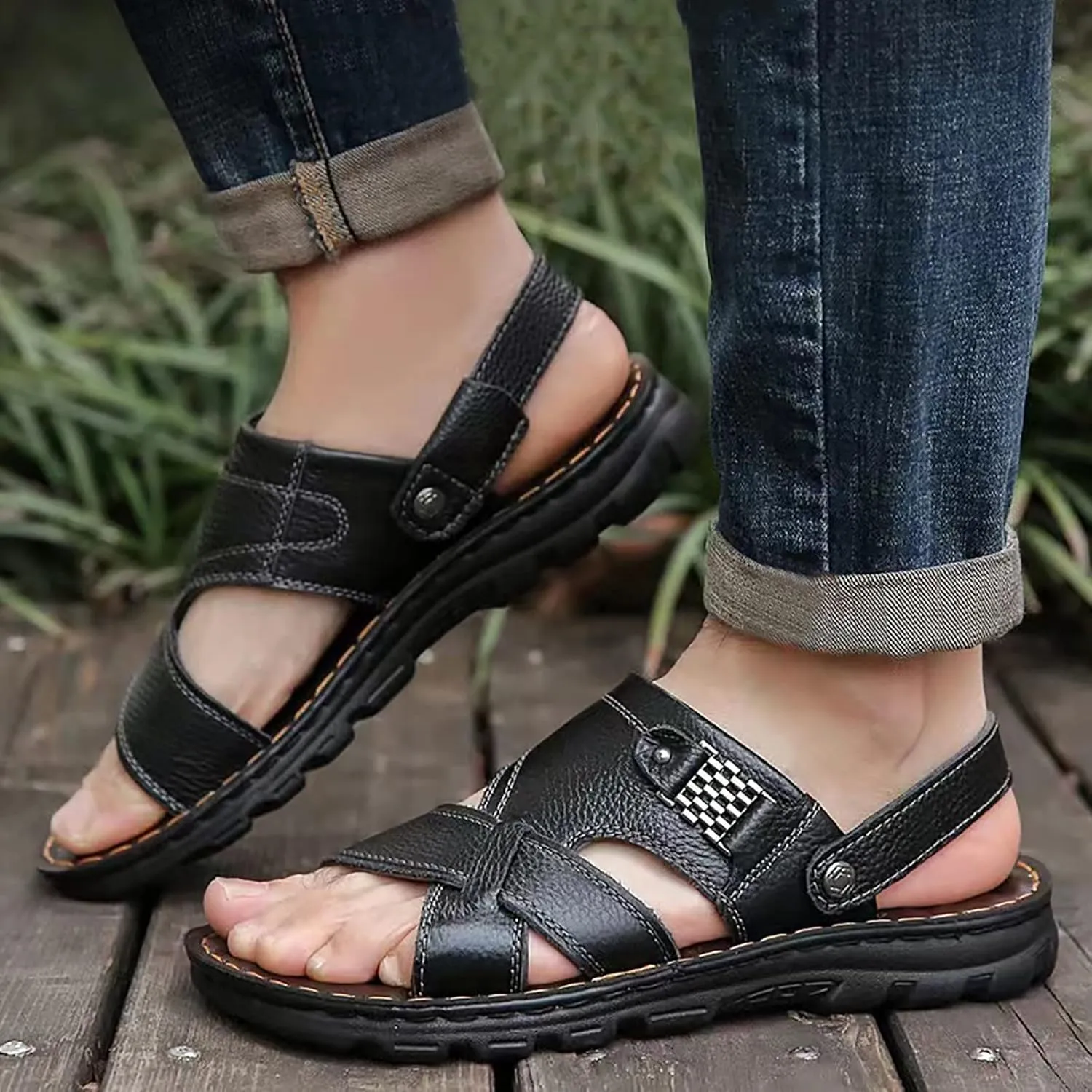 Mens Beach Sandals Sandal for Men Mens Sandals Open Toe Beach Breathable Lightweight Non Slip Sandal