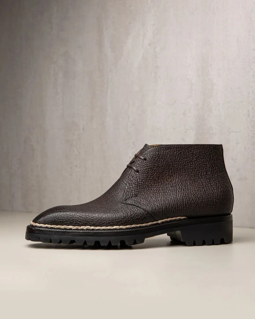 Norwegian Welted Brown Leather Pernik Chukka Chunky Boots with Track Sole - AW24 - Hiking and Trekking Boots