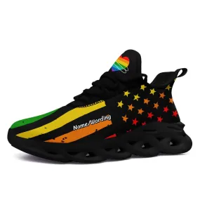 Personalized Pride Moon Glow Sneakers, Custom Celestial Rainbow Shoes, Comfortable Walking Shoes