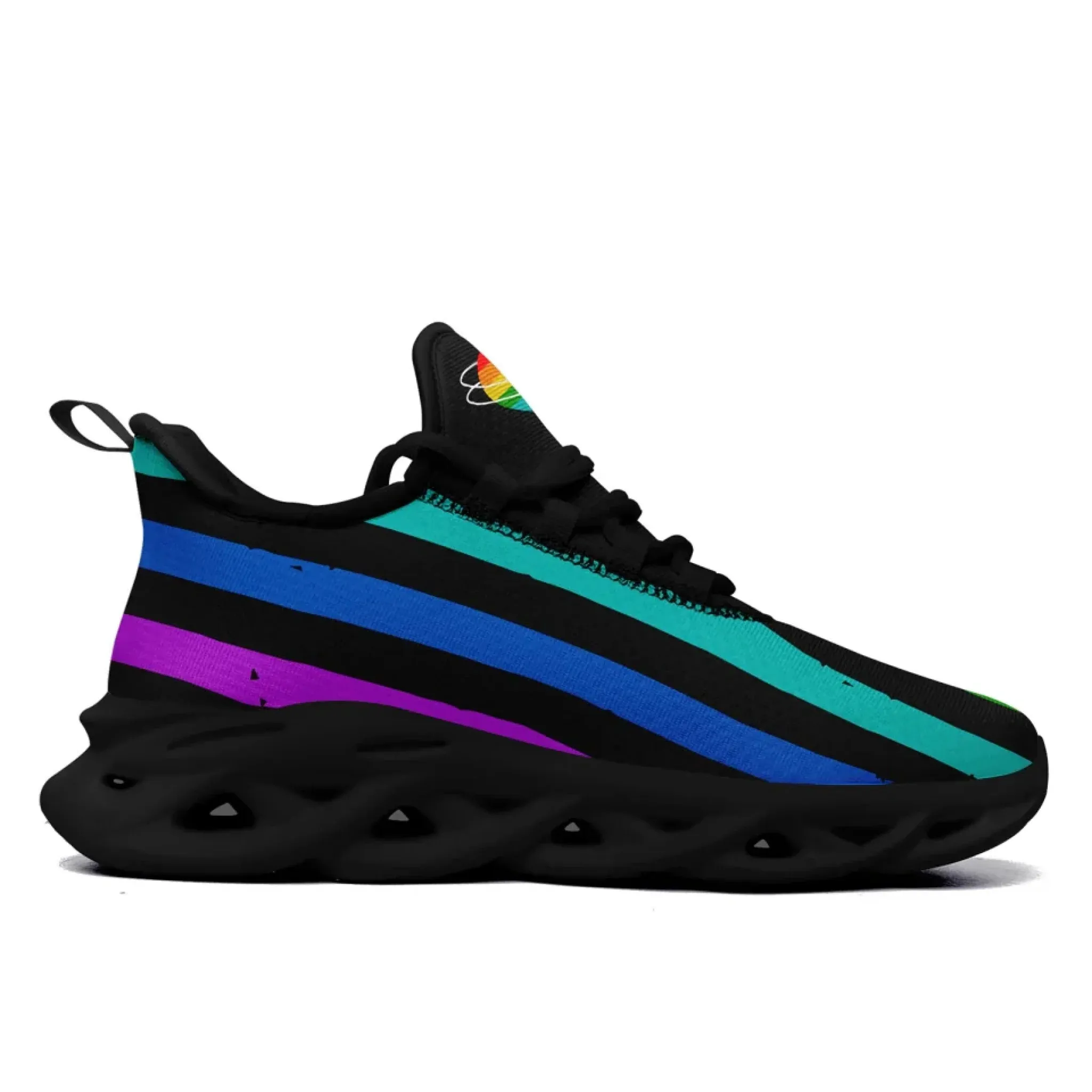 Personalized Pride Moon Glow Sneakers, Custom Celestial Rainbow Shoes, Comfortable Walking Shoes