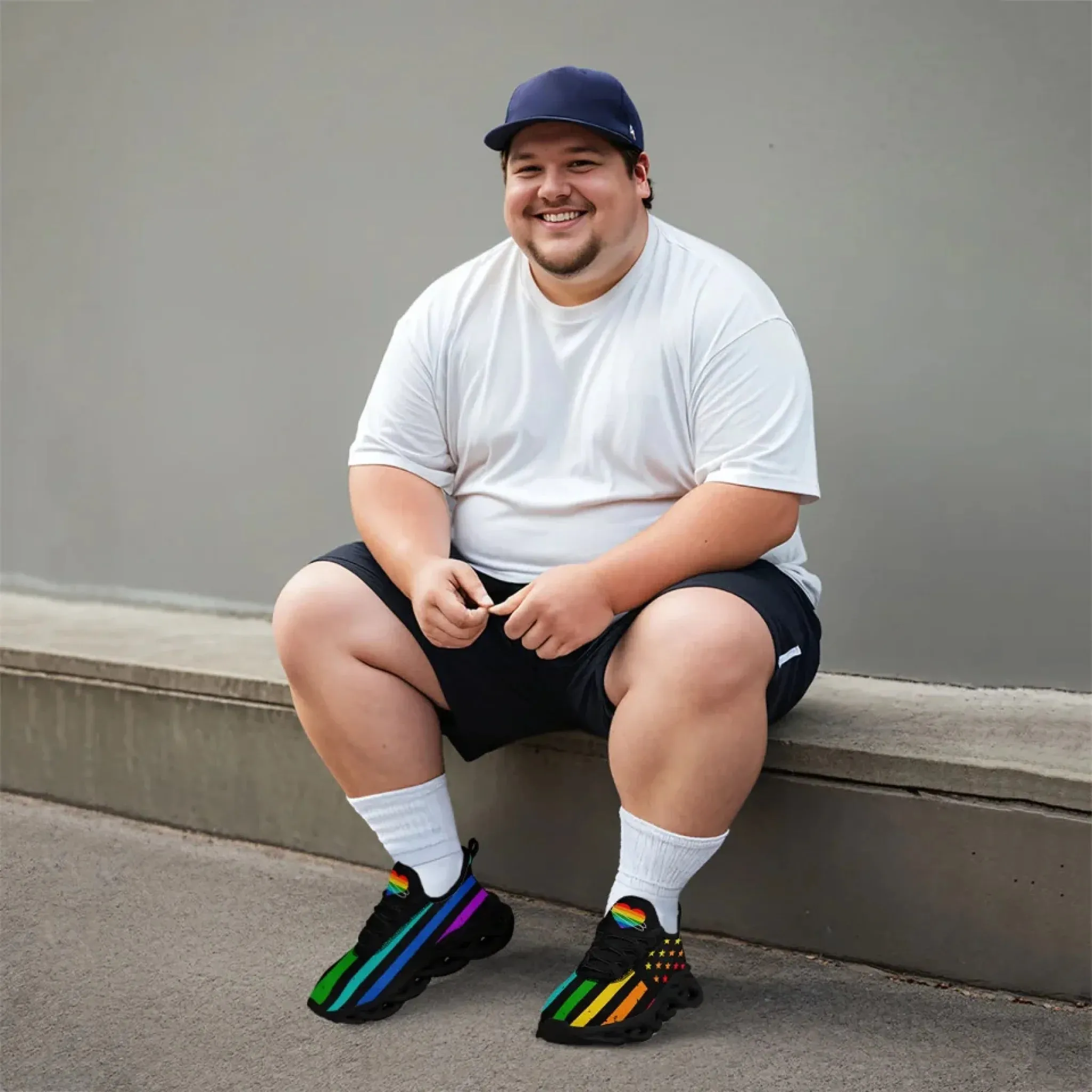 Personalized Pride Moon Glow Sneakers, Custom Celestial Rainbow Shoes, Comfortable Walking Shoes
