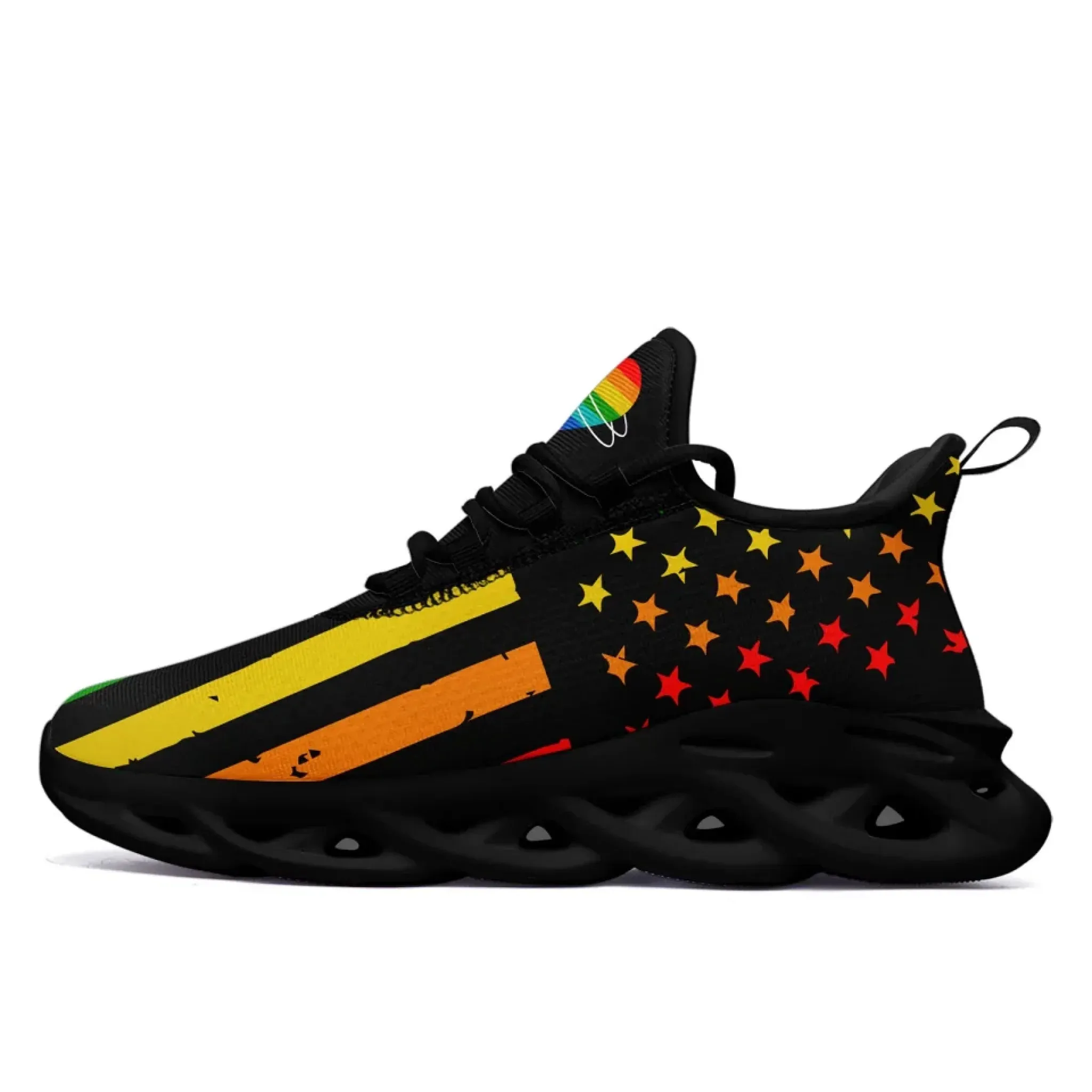 Personalized Pride Moon Glow Sneakers, Custom Celestial Rainbow Shoes, Comfortable Walking Shoes