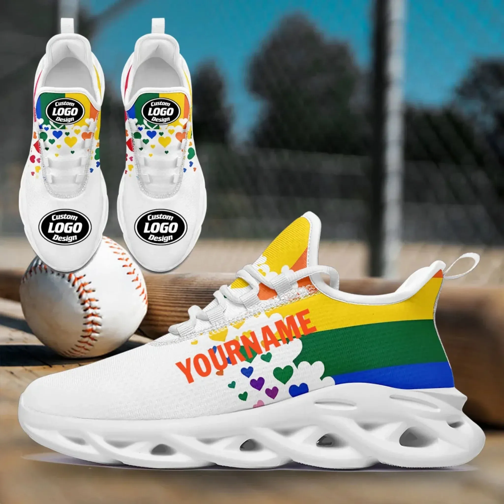 Personalized Pride Moon Sneakers, Custom LGBTQ  Themed Shoes, Stylish & Supportive Shoes, Unisex Walking Shoes