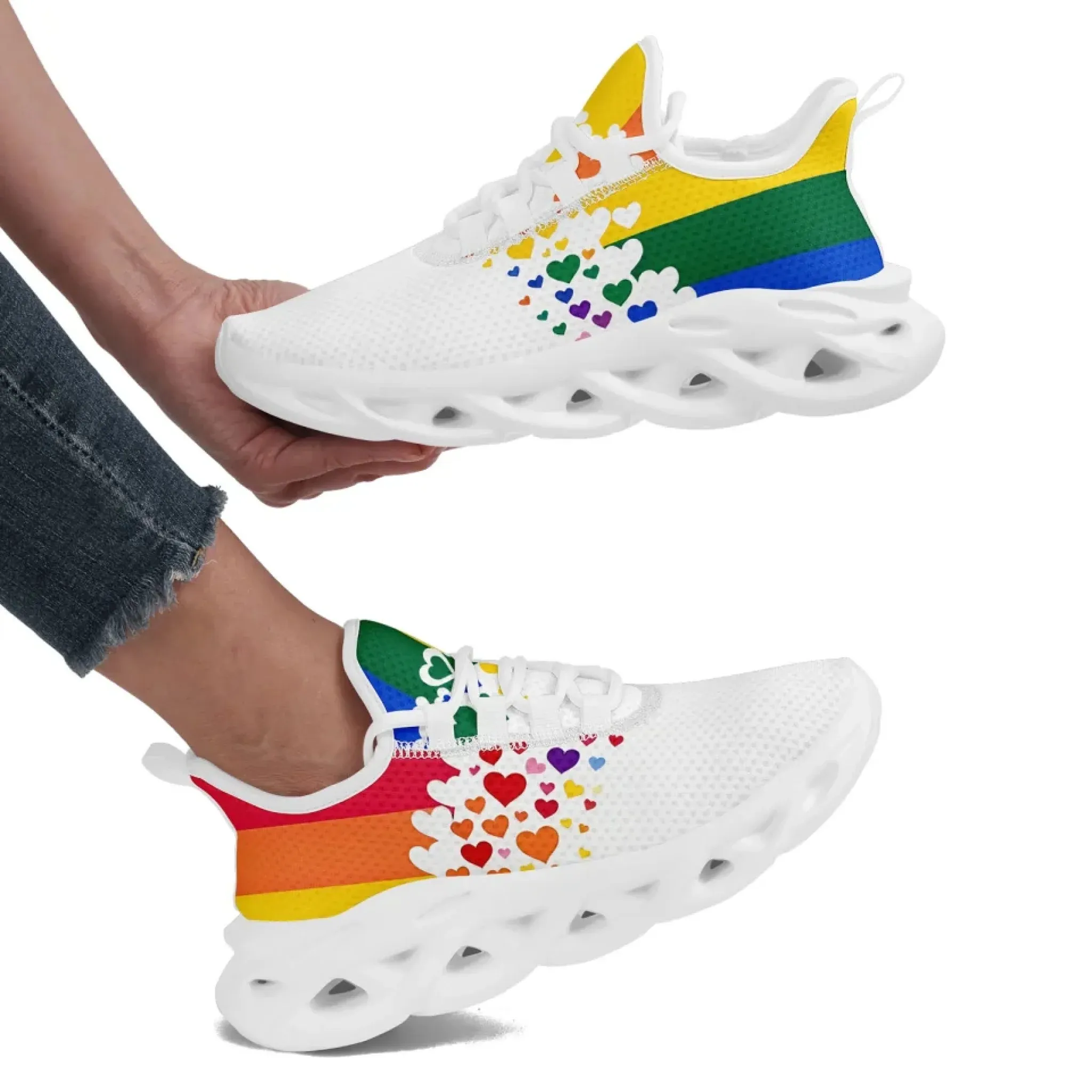 Personalized Pride Moon Sneakers, Custom LGBTQ  Themed Shoes, Stylish & Supportive Shoes, Unisex Walking Shoes