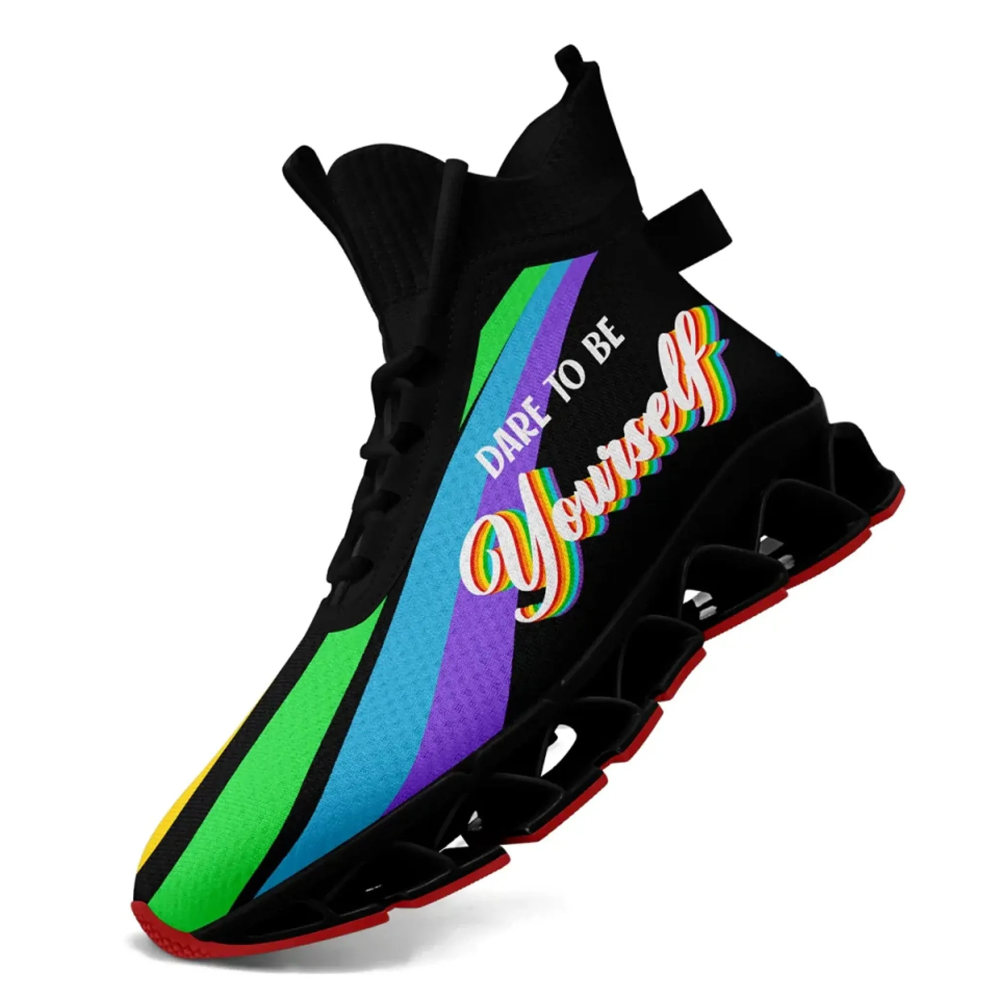 Personalized Rainbow Moonlight Sneakers, Custom Pride Lunar Shoes, Lightweight Sport Shoes