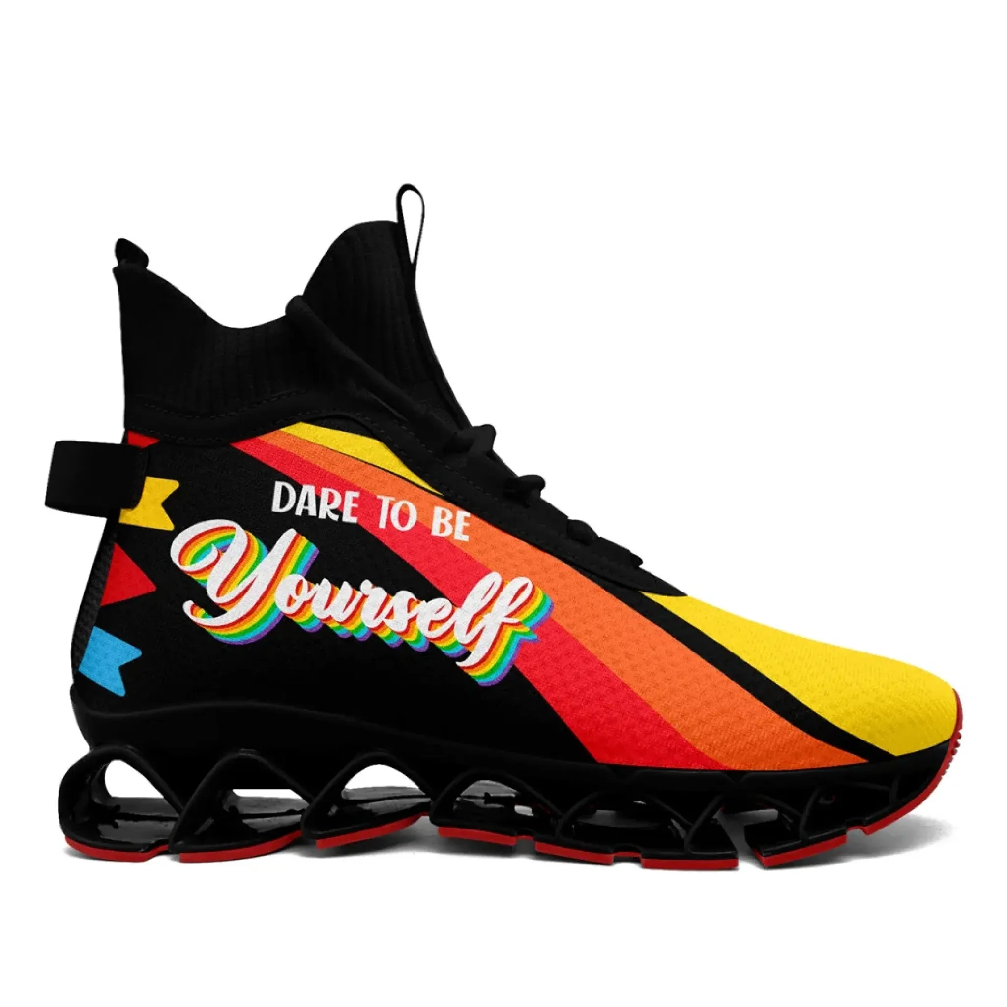 Personalized Rainbow Moonlight Sneakers, Custom Pride Lunar Shoes, Lightweight Sport Shoes