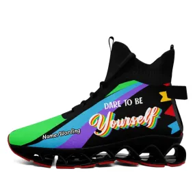 Personalized Rainbow Moonlight Sneakers, Custom Pride Lunar Shoes, Lightweight Sport Shoes