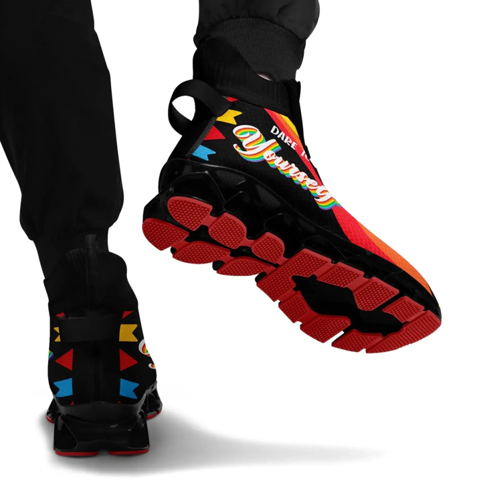 Personalized Rainbow Moonlight Sneakers, Custom Pride Lunar Shoes, Lightweight Sport Shoes
