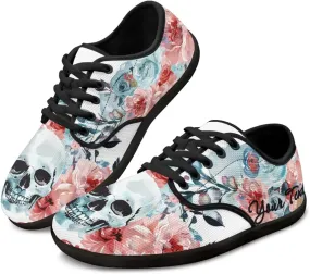 Personalized Skull Running Sneaker Tennis Shoes for Women Men Driving Loafer Flat Walking Sneakers