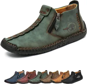 Phanile Men's Walking Shoes, Outdoor Comfy Arch Waterproof, Casual Handmade Work Boots Driving Loafers, Green, US 6