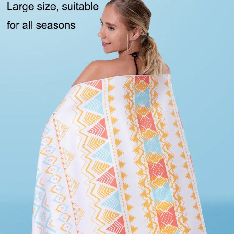 Printed Solid Color Beach Vacation Swimming Bath Towel Beach Towel, Color: Anthocyan Firebird(Round Mesh Bag)
