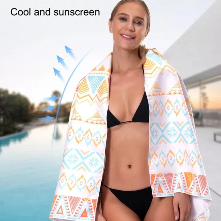 Printed Solid Color Beach Vacation Swimming Bath Towel Beach Towel, Color: Anthocyan Firebird(Round Mesh Bag)
