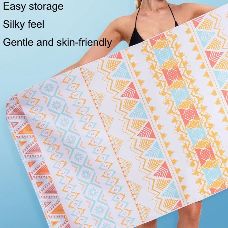 Printed Solid Color Beach Vacation Swimming Bath Towel Beach Towel, Color: Anthocyan Firebird(Round Mesh Bag)