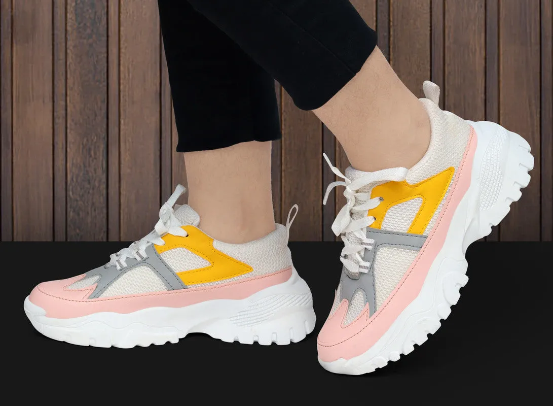 SHOE BLATE Women and Girls Latest Collection Stylish Casual Shoes Sneakers Sneakers For Women (Pink , 8)
